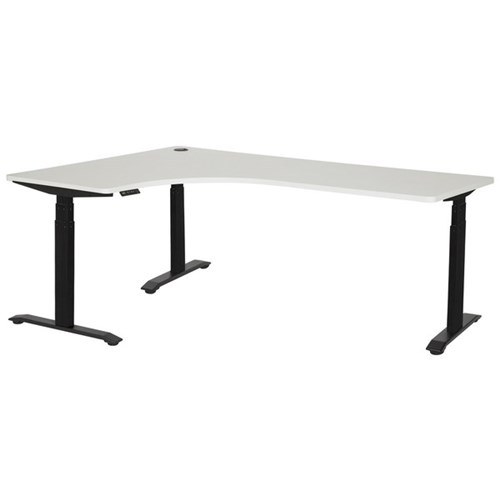 Amplify Electric Height Adjustable Workstation Left Return 1800x1200x600mm White/Black