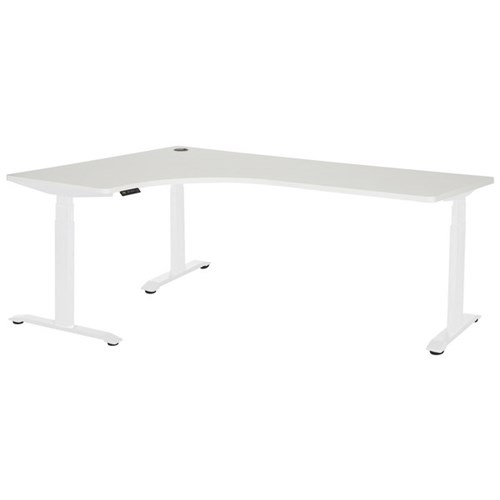 Amplify Electric Height Adjustable Workstation Left Return 1800x1200x600mm White/White