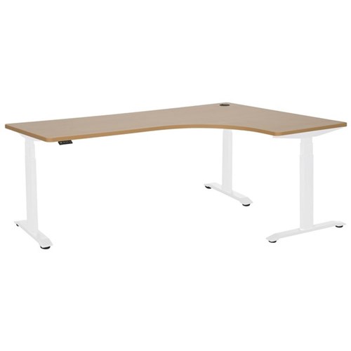 Amplify Electric Height Adjustable Workstation Right Return 1800x1200x600mm Beech/White