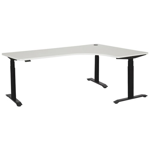 Amplify Electric Height Adjustable Workstation Right Return 1800x1200x600mm White/Black