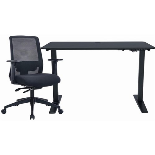 Mondo Lypta Electric Height Adjustable Desk & Mondo Zone Chair Bundle Black