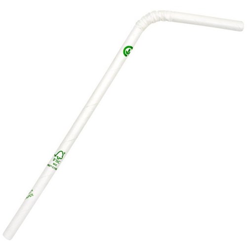 BioPak Regular Bendy Paper BioStraws 6x197mm White, Box of 250