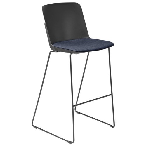 Scout Barstool 515x535x1070mm Black Upholstered in Keylargo Navy