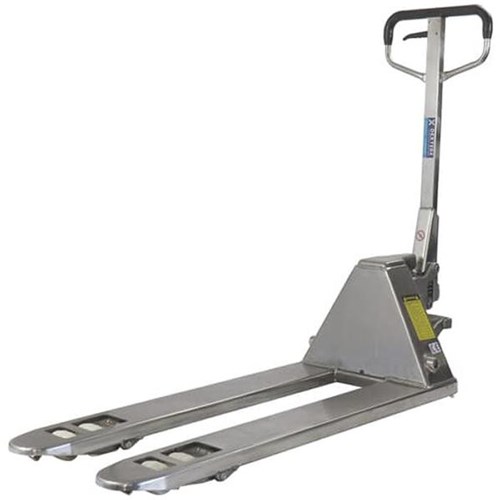 Blue Ant Stainless Steel Pallet Truck 2500kg capacity 1150x520mm Silver