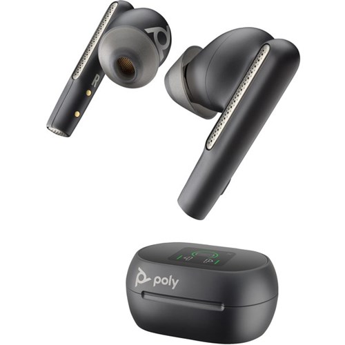 Poly Voyager Free 60+ UC Earbuds with BT700 USB-A Adaptor & Touchscreen Charge Case Carbon Black