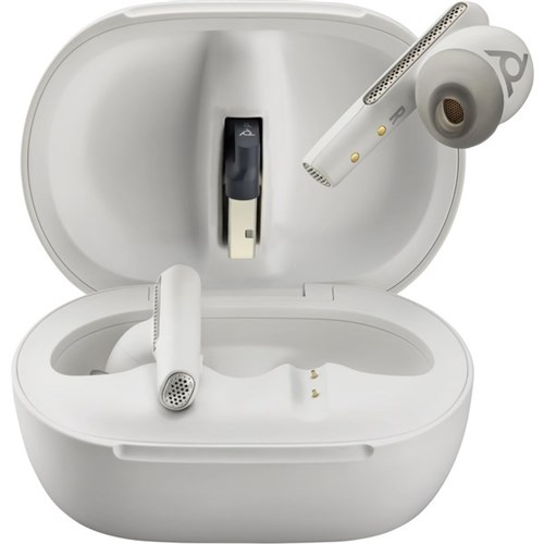 Poly Voyager Free 60+ UC Earbuds with BT700 USB-A Adaptor & Touchscreen Charge Case White Sand