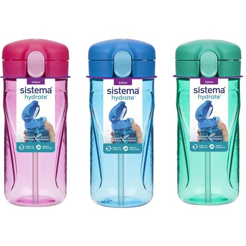 Sistema Quick Flip Drink Bottle 520ml Assorted Colours