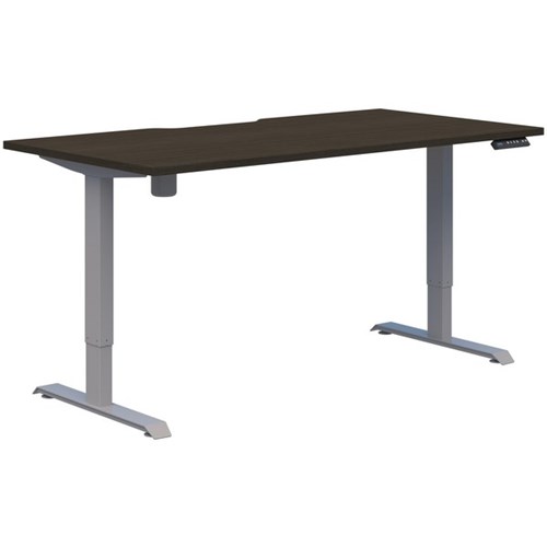 Fiord One Electric Height Adjustable Desk 1500x800mm Charred Oak Timberland/Silver