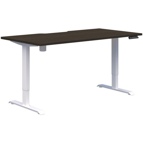 Fiord One Electric Height Adjustable Desk 1500x800mm Charred Oak Timberland/White