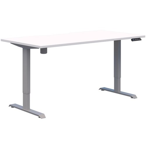 Fiord One Electric Height Adjustable Desk 1800x800mm Snow Velvet/Silver