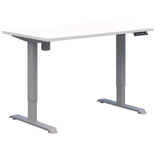 Fiord One Electric Height Adjustable Desk 1200x700mm Snow Velvet/Silver