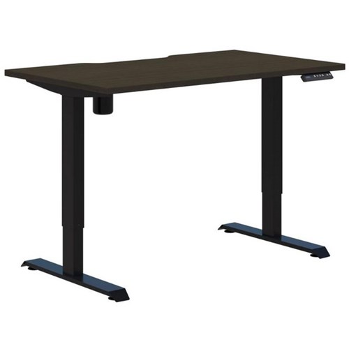 Fiord One Electric Height Adjustable Desk 1200x700mm Charred Oak Timberland/Black