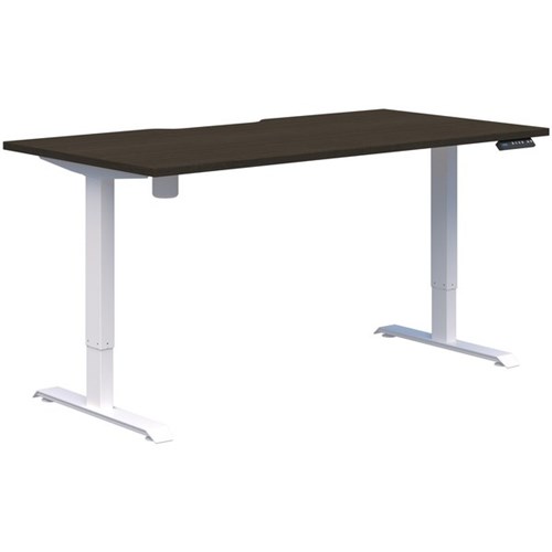 Fiord One Electric Height Adjustable Desk 1600x800mm Charred Oak Timberland/White