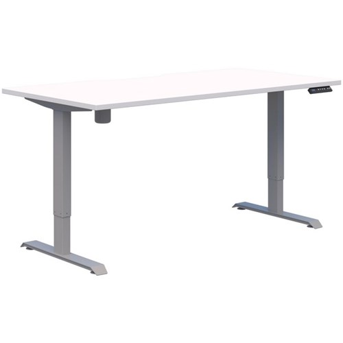 Fiord One Electric Height Adjustable Desk 1500x800mm Snow Velvet/Silver