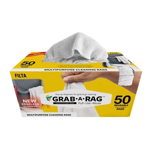 Filta Grab-A-Rag Microfibre Cleaning Cloth White 300x300mm, Pack of 50