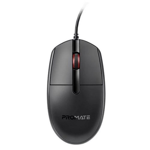 Promate 3-Button Wired Optical Mouse 1200 DPI Black