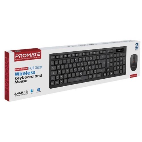 Promate Wireless Keyboard and Mouse Set Black