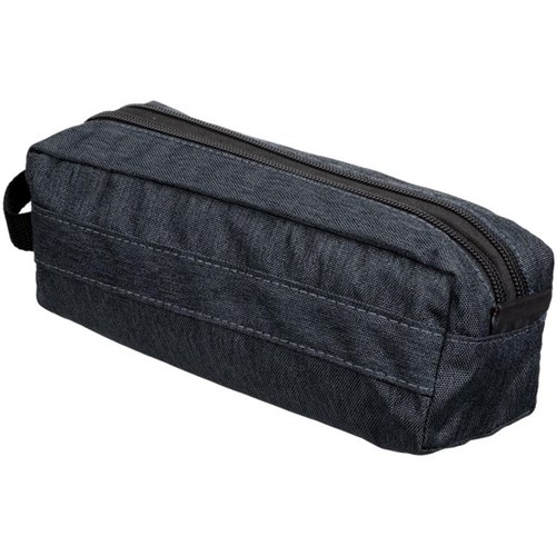 Okin Pencil Case Barrel Two Zips Dark Grey 220x80x80mm