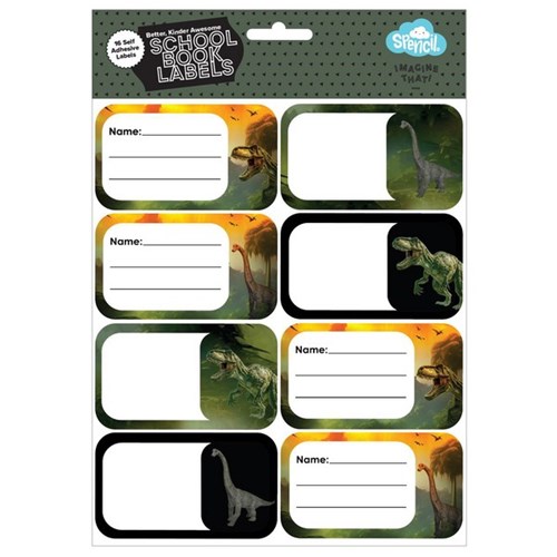 Spencil Jurassic Kingdom Name and Subject Labels, Pack of 16