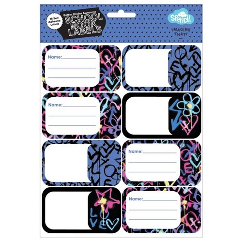 Spencil Hearts and Crosses Name and Subject Labels, Pack of 16