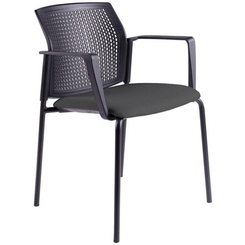 Zest Visitor Chair 4 Leg Black Shell with Square Arms Standard Fabric/Black