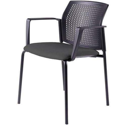 Zest Visitor Chair 4 Leg Black Shell with Square Arms Standard Fabric/Black