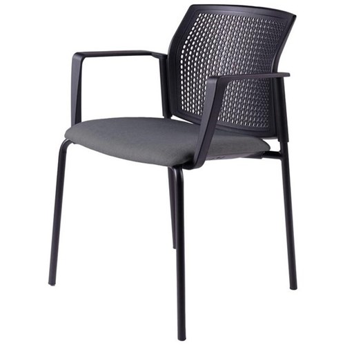 Zest Visitor Chair 4 Leg Black Shell with Square Arms Keylargo Fabric/Lead