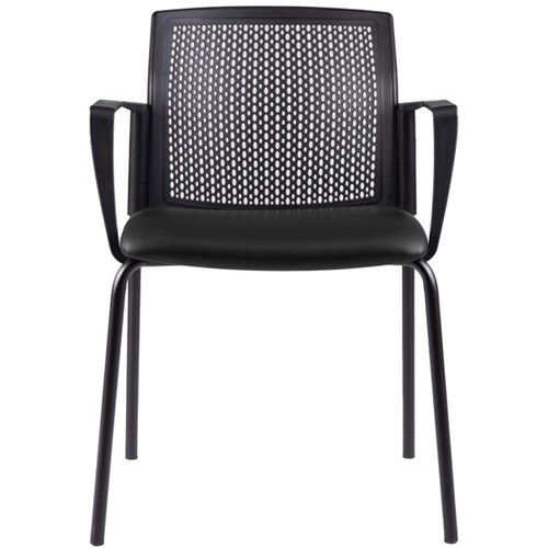 Zest Visitor Chair 4 Leg Black Shell with Square Arms Vinyl Fabric/Black 