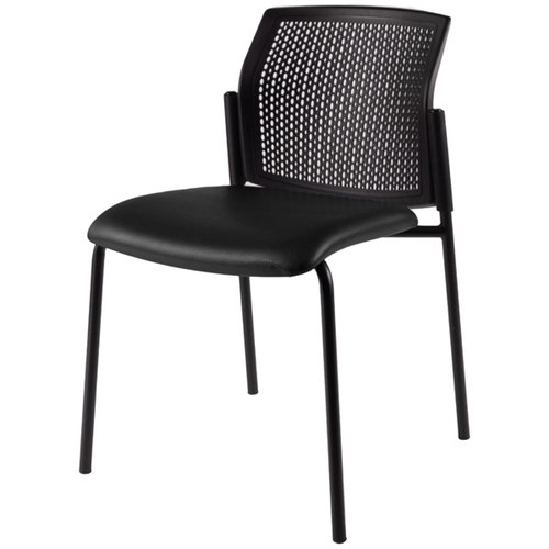 Zest Visitor Chair 4 Leg Black Shell Vinyl Fabric/Black