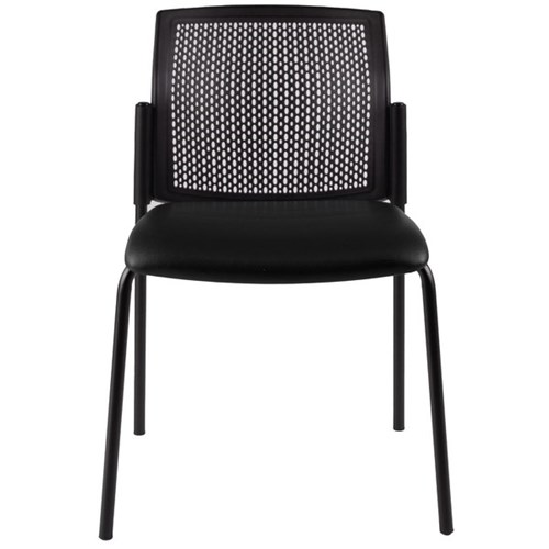 Zest Visitor Chair 4 Leg Black Shell Vinyl Fabric/Black