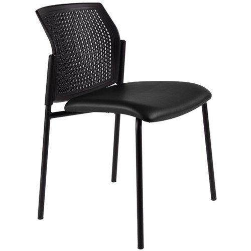 Zest Visitor Chair 4 Leg Black Shell Vinyl Fabric/Black