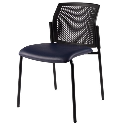 Zest Visitor Chair 4 Leg Black Shell Vinyl Fabric/Navy