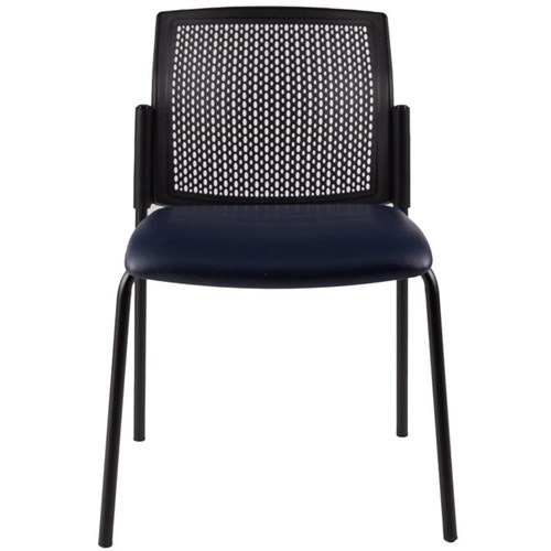 Zest Visitor Chair 4 Leg Black Shell Vinyl Fabric/Navy