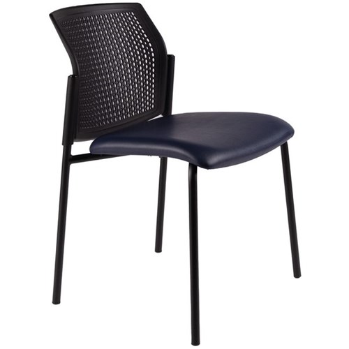 Zest Visitor Chair 4 Leg Black Shell Vinyl Fabric/Navy