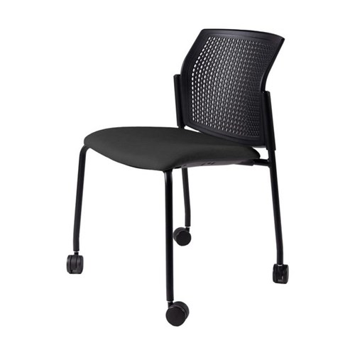 Zest Visitor Chair 4 Legs with Castors Black shell with No Arms Fabric/Black