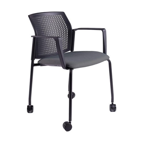 Zest Visitor Chair 4 Legs with Castors Black shell with Arms Keylargo/Lead