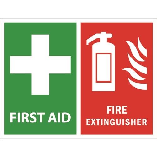 First Aid Kit and Fire Extinguisher in Vehicle Self-Adhesive Sticker 120x80mm