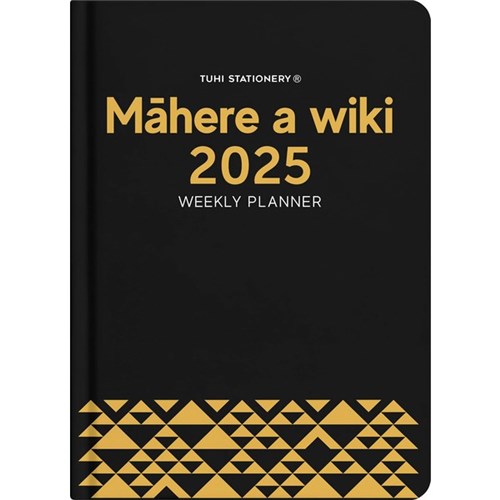 Tuhi A43 Premium Bilingual Diary A4 Week To View Māhere A Wiki 2025 Black/Gold