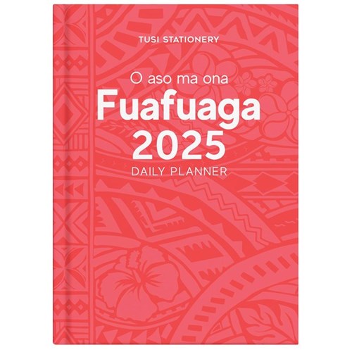 Tuhi B51 Bilingual Diary Day Per Page O Aso Ma Ona Fuafuaga 2025 Red