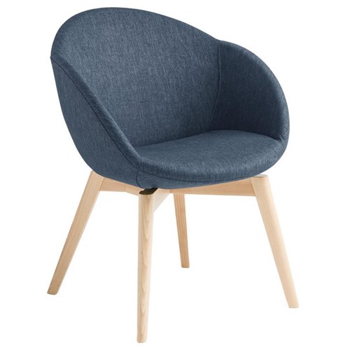 Amelia Visitor Chair 4 Leg Timber Base Keylargo Fabric/Navy/Natural Beech