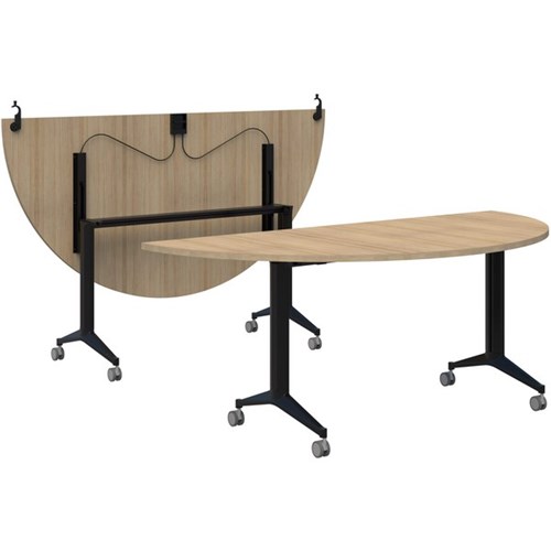 Boost Semi-Circle Flip Table 1800x900mm Classic Oak/Black