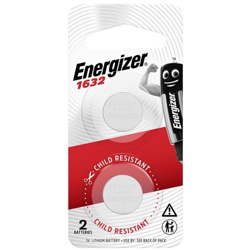 Energizer CR1632 3V Lithium Battery, Pack of 2