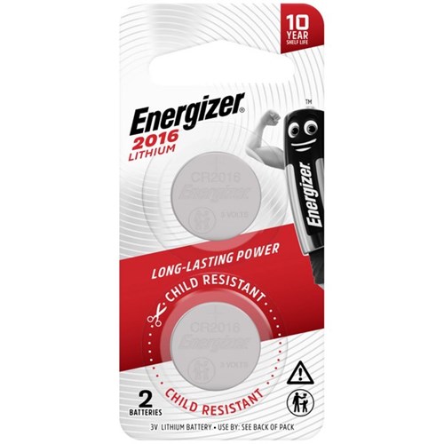 Energizer CR2016 3V Lithium Battery, Pack of 2