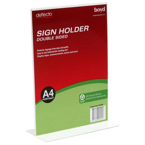 Deflecto T Shaped Sign Holder A4 Portrait Clear