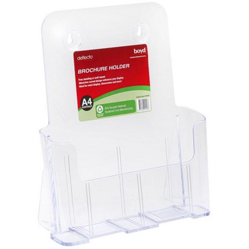 Deflecto Free Standing/Wall Mount Brochure Holder A4 Portrait 1 Tier Clear