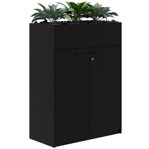 Fiord Lockable Storage Planter Hinged Door 1200x900mm Black