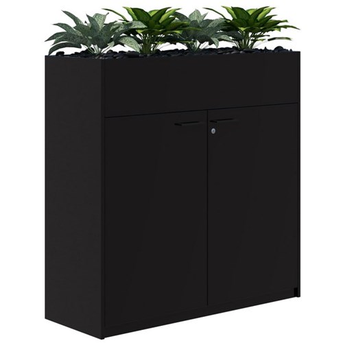 Fiord Lockable Storage Planter Hinged Door 1200x1200mm Black