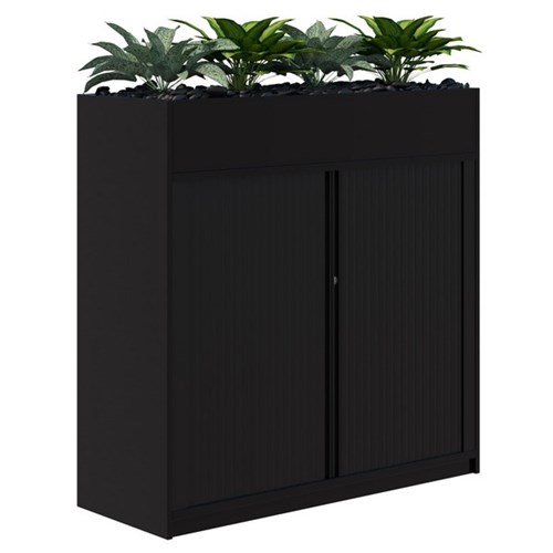 Fiord Planter Tambour Lockable 1200x1200mm Black