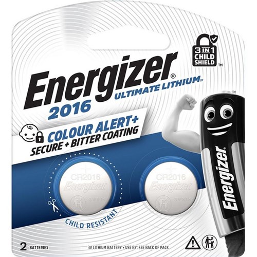 Energizer CR2016 3V Ultimate Lithium Battery, Pack of 2