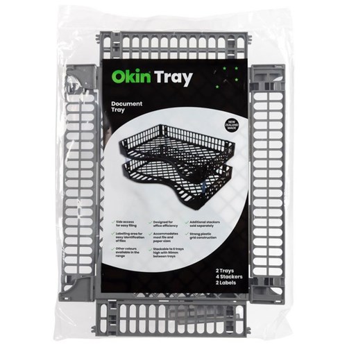 Okin Document Tray Grey, Pack of 2